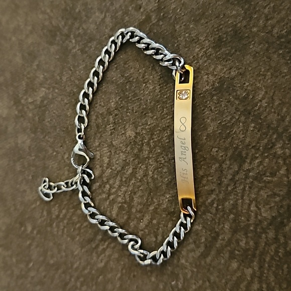 5/$25 His Angel Infinity Pink Rhinestone Chain Bracelet - Picture 2 of 5